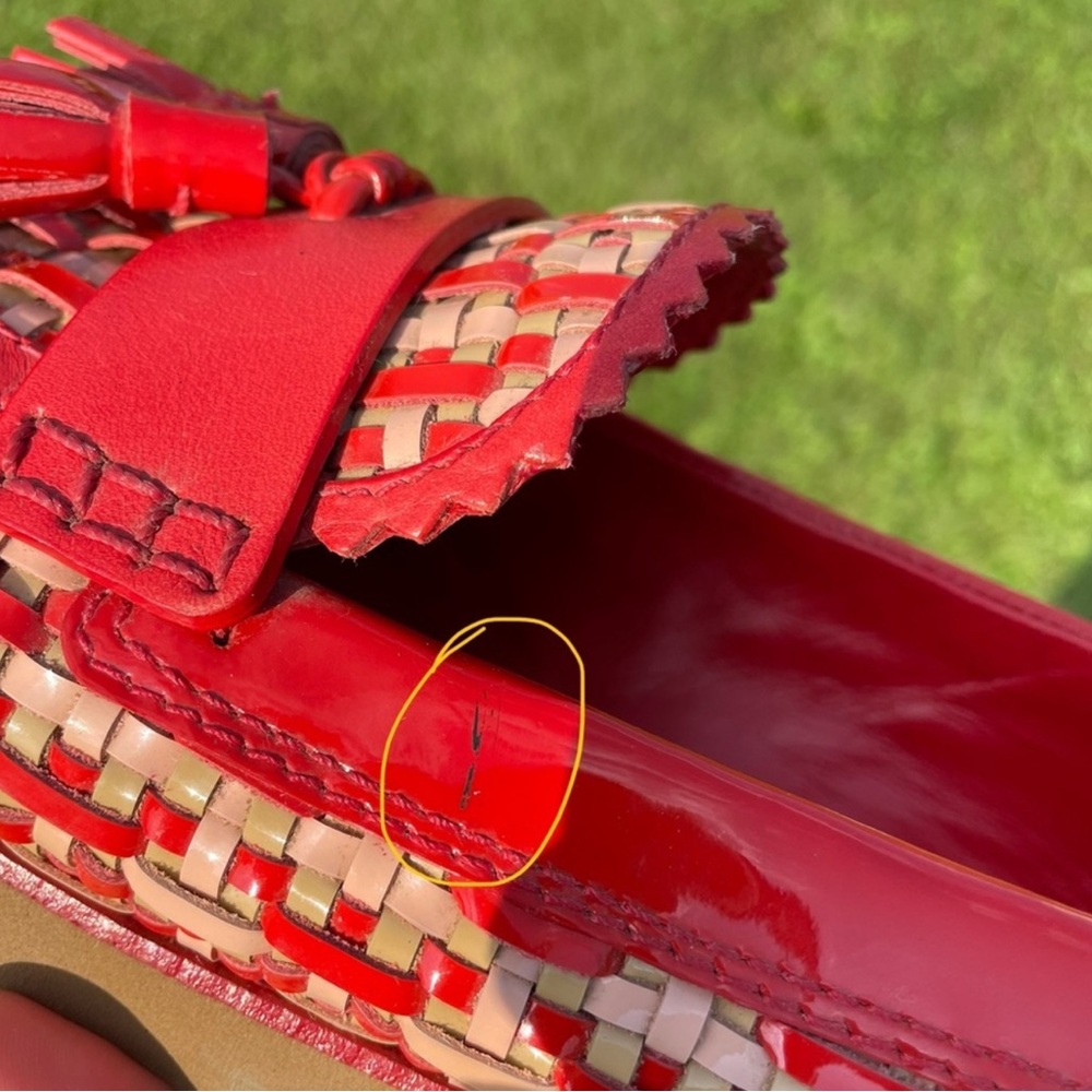 Tory Burch Red and Tan Woven Loafers - Picture 8 of 8